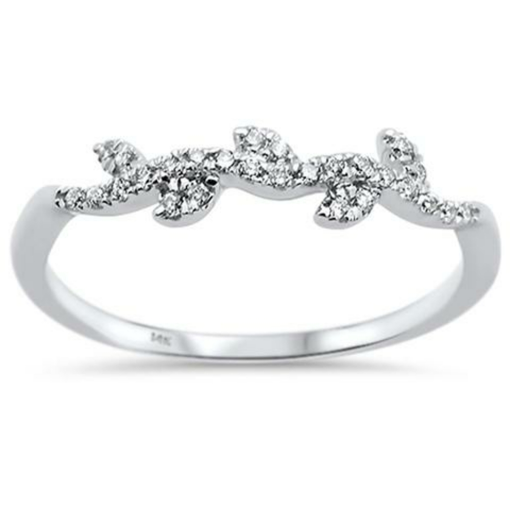 .13ct 14kt white gold diamond leaf vine trendy